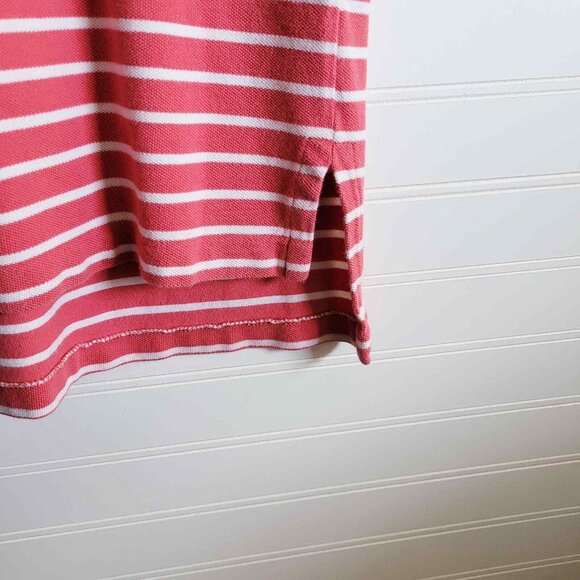 Ralph Lauren Polo Shirt Mens Large Pink and White Stripe Blue Pony Cotton - Picture 2 of 6